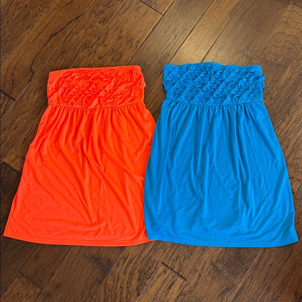 2 OP swim cover ups Orange/Blue sz L